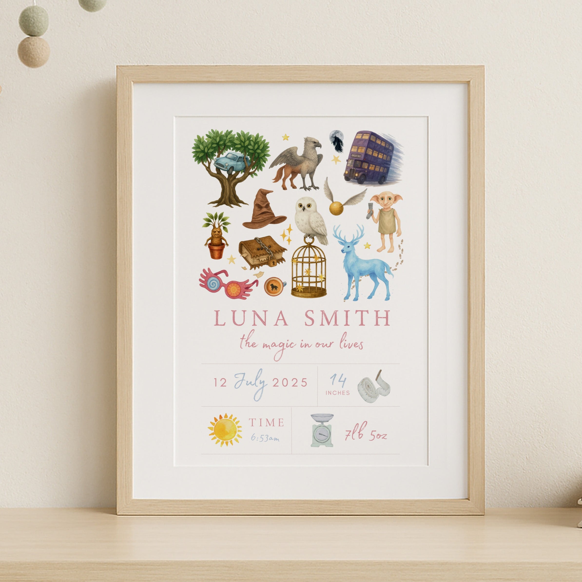Harry Potter Theme Custom Birth Print